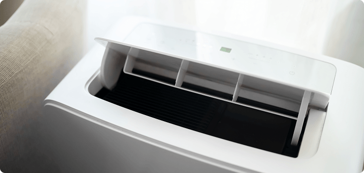 A white portable AC unit