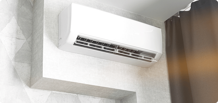 Mini split installed on wall